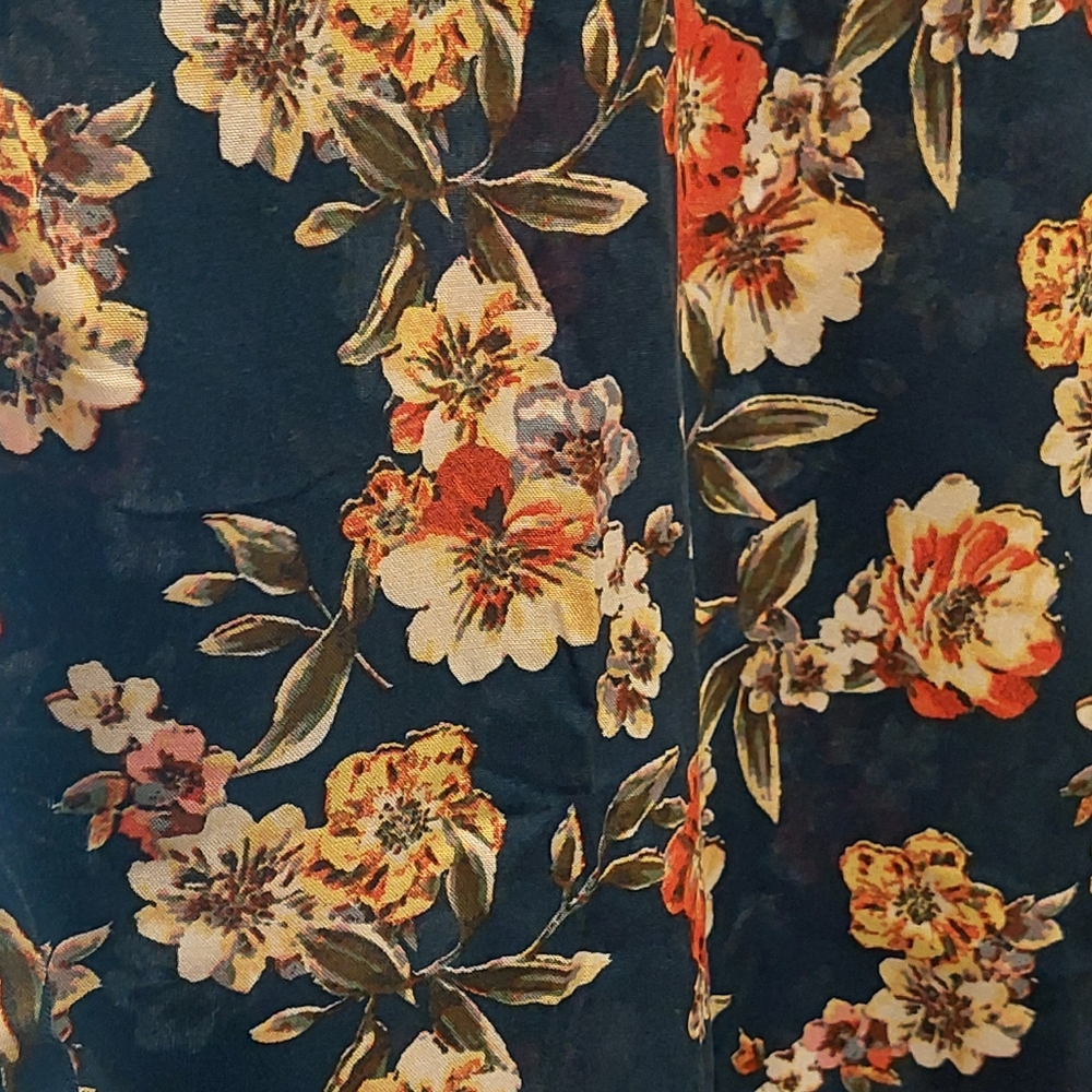 Floral A-Line Pants  in Teal and Orange - Picture 4 of 6